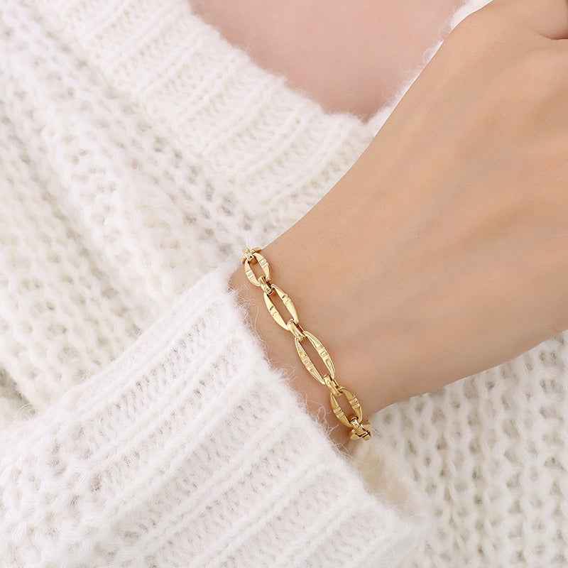 18K Gold Geometric Design Luxury Bracelet Necklace Set - Damned Threads